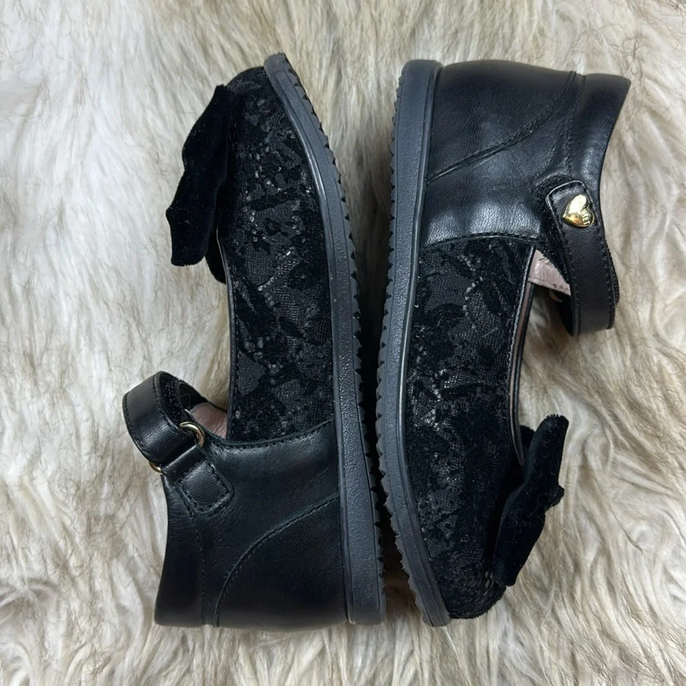 Size 28 Twin-Set Black Kids Dress Shoes with Bow